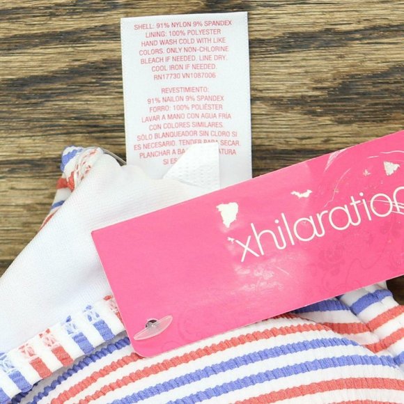 NWT Xhilaration Shirred Underwire Bikini Top Small Red / Blue White Stripe - Picture 5 of 7